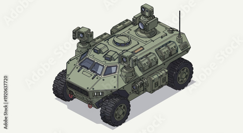 Military Vehicle with Turret and Camouflage.