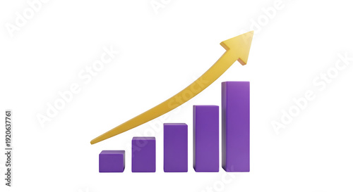 Increasing trend graph with purple bars and yellow arrow Free Download Increasing trend graph with purple bars and yellow arrow - GFXLoad