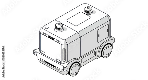 Food Truck Vehicle Illustration Line Art.