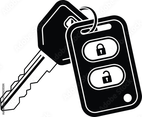 Car Key with Remote Control Icon Vector Illustration Auto Security Lock Unlock Symbol for Vehicle Access and Automotive Design