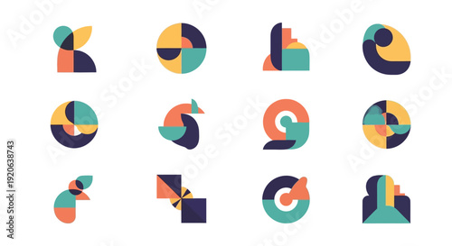 Abstract geometric design elements set. Modern shapes.