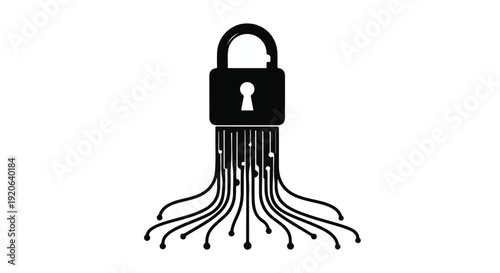 Padlock with multiple keyhole tentacles security concept