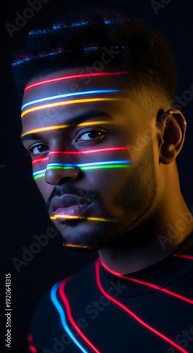 Wallpaper Mural Man with Neon Paint on Face. Torontodigital.ca