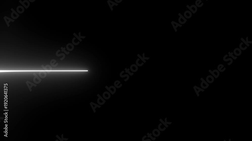 Abstract minimalist white glowing neon line animation on black background
