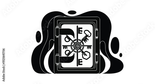 black safe combination lock illustration