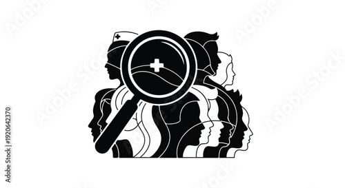 magnifying glass over futuristic robotic illustration