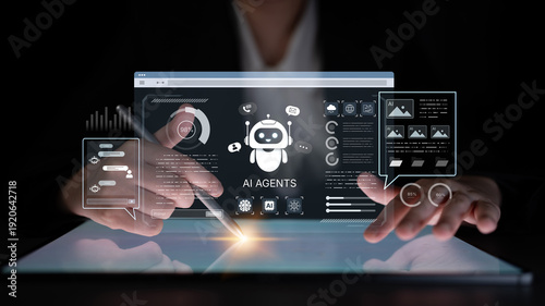 Εκτύπωση καμβά AI agents orchestrate tasks across chat data, calls, and content