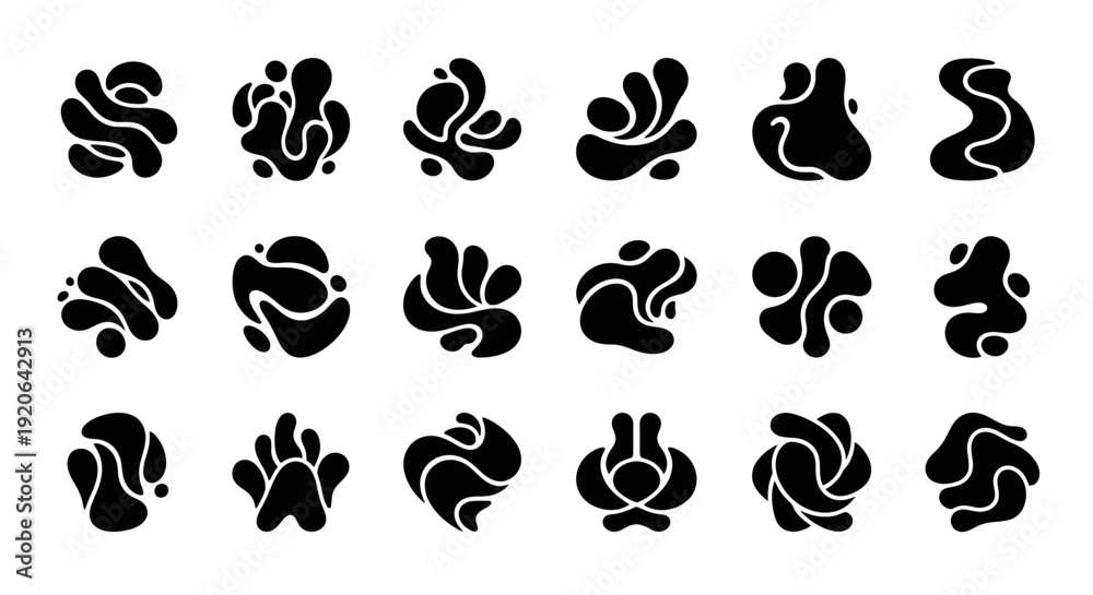 Fototapeta premium Abstract blob shapes set. Organic liquid forms