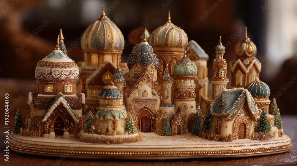 Obraz premium Ornate Miniature Village Building Collection