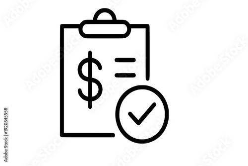  Invoice Payment Approval Clipboard Icon with Dollar Sign