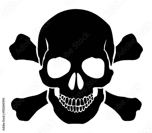 Black skull and crossbones silhouette a universal symbol of danger and poison isolated on a white background for graphic design