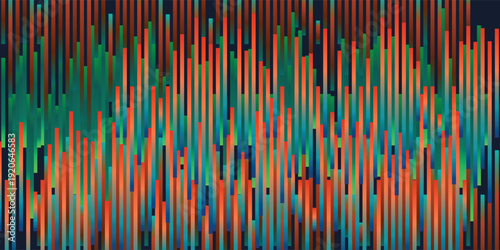 Abstract technology background with colorful vertical bars, vibrant digital pattern, modern gradient glow, dynamic data visualization style, futuristic texture for creative design.