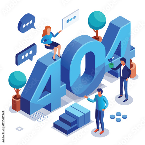 404 Error Page Not Found Vector Illustration, Flat Design Concept for Website UI