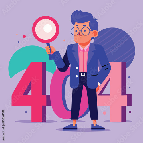 404 Error Page Not Found Vector Illustration, Flat Design Concept for Website UI