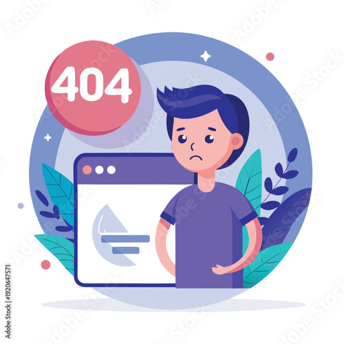 404 Error Page Not Found Vector Illustration, Flat Design Concept for Website UI