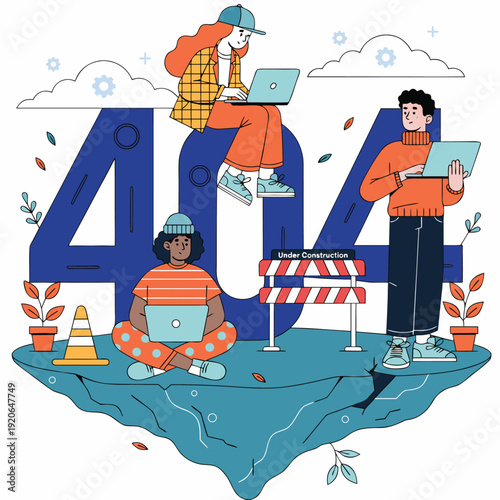 404 Error Page Not Found Vector Illustration, Flat Design Concept for Website UI