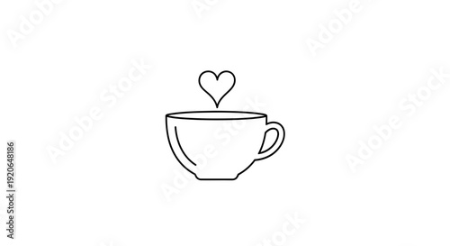 Simple line drawing of a cup with a heart above it.