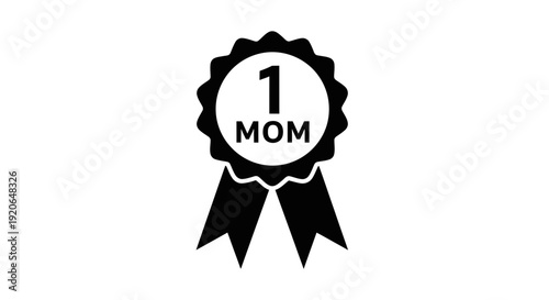 Number one mom badge icon on white background.