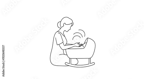 Mother gently cradling and feeding her newborn baby.