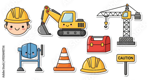 Construction Equipment and Safety Icons Set 4.
