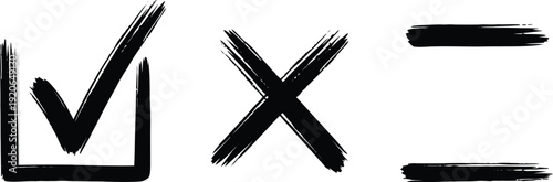 Grunge checkbox with checkmark and cross symbols