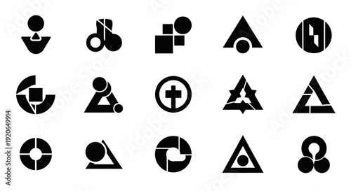Abstract Geometric Icons Set, Black and White
