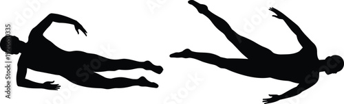 PrintGraduation silhouette illustration, students wearing caps tassels academic achievement ceremony, education success milestone, university college completion concept design