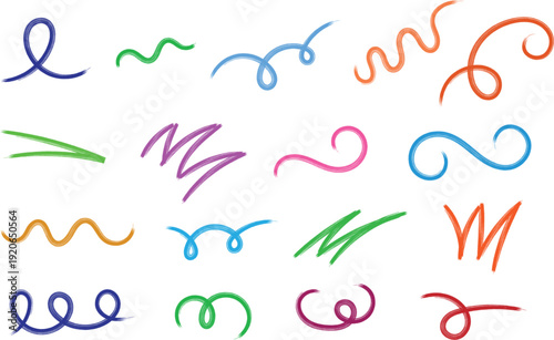 Colorful squiggly lines and shapes illustration