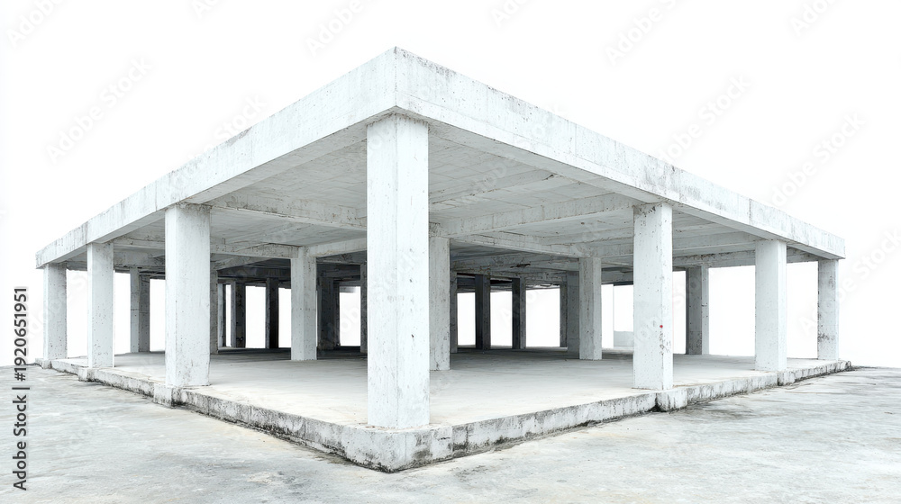 Fototapeta premium Architectural cutaway model of concrete building foundation with pillar support structure and floor construction engineering design