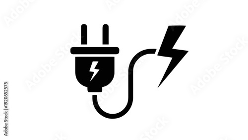 Vector illustration of electric plug with lightning bolt symbol on on a transparent background