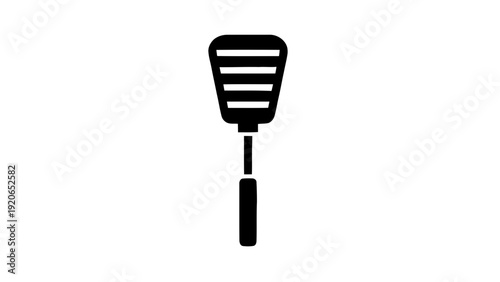 Vector illustration of black silhouette of a fly swatter on a on a transparent background