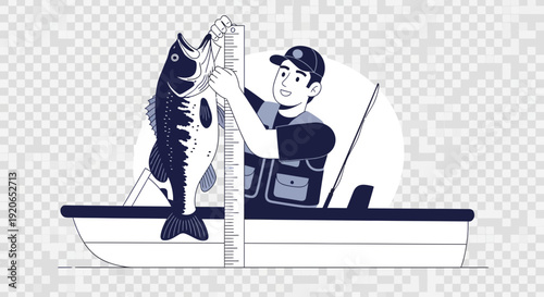 Man in boat holding large fish caught while fishing