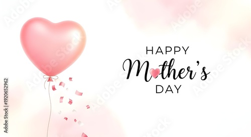 Happy mother's day celebration with pink heart balloon