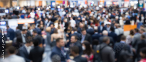 Wallpaper Mural Blurred crowd of business people networking at professional corporate conference, exhibition or summit. Abstract bokeh background of diverse people gathering in a hall. Torontodigital.ca