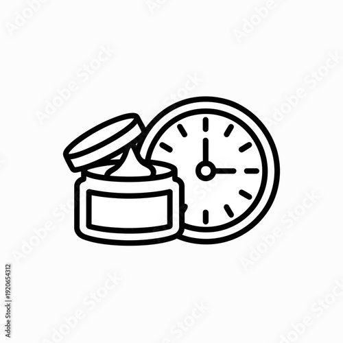 Medication reminder with a clock icon symbolizing time management for doses isolated on white background, Vector, illustration