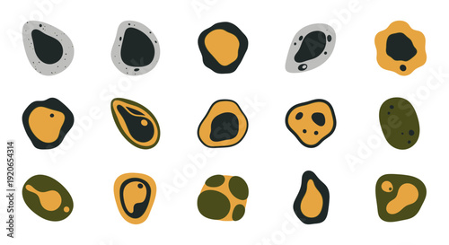 Abstract organic shapes pattern with hand-drawn texture in natural muted colors