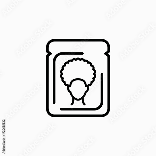 Minimalist illustration of a person with curly hair inside a pouch or packet. isolated on white background, Vector, illustration