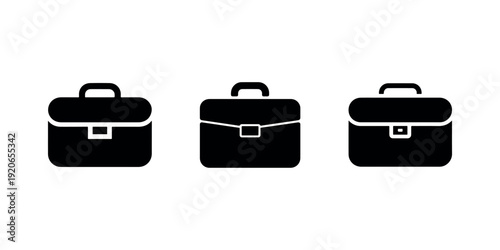 Briefcase vector icon set, business bag icon, portfolio symbol, work bag, office bag icon, document case in solid black style on white background