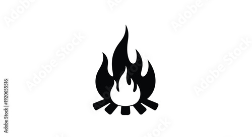 Stylized flame design with a bright center a striking silhouette