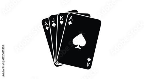 Royal flush in spades ace king queen jack ten silhouette