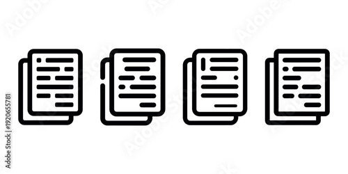 Business document file icons displaying stacked paper sheets with text lines for office administration and professional data management software interface