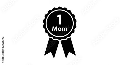 Number one mom badge icon with ribbon.