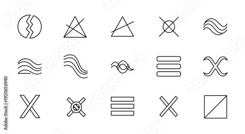 Laundry care symbols set, textile washing and drying instructions icons