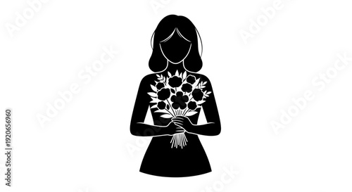 Woman holding a bouquet of flowers in her hands.