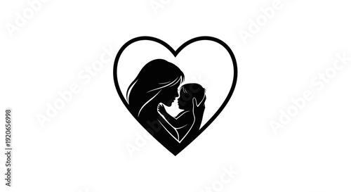 Mother holding baby in heart shape symbolizing love.