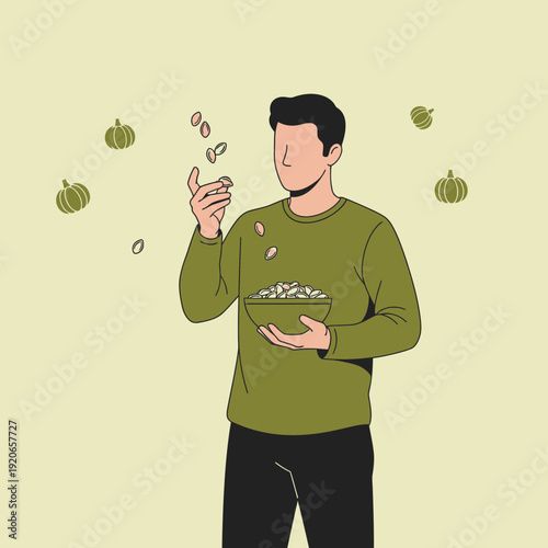 A Person Tosses Seeds From A Bowl: A Whimsical Depiction Of Nourishment And Harvest