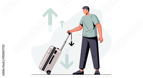 A Person With Luggage Depicts Travel or Movement Direction Concept Illustration