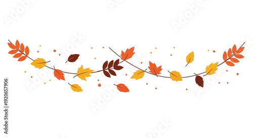 Autumnal Foliage Design: A Vector Illustration of Fall Leaves on a White Backdrop