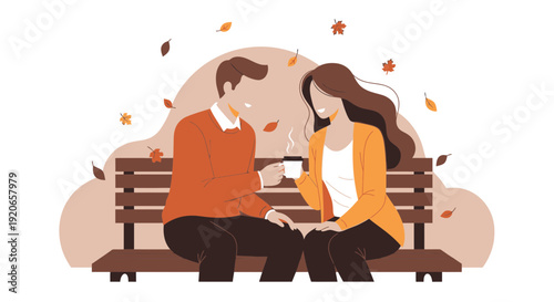 Autumnal Rendezvous: A Warm Coffee Date Amidst Falling Leaves, Friendship