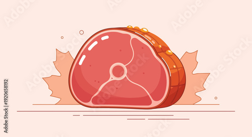 A Deliciously Illustrated Cut of Fresh, Juicy Meat and Beautiful Autumnal Leaves